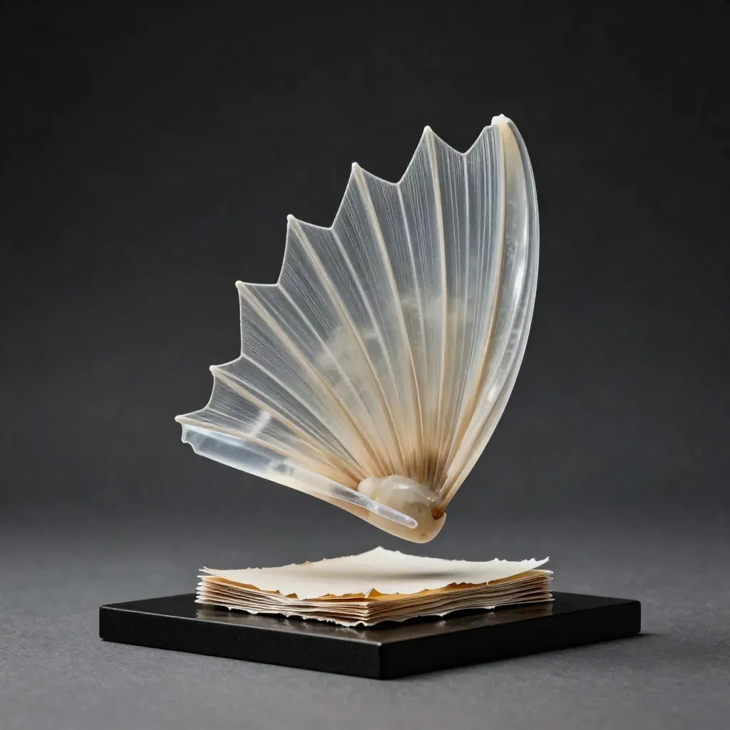 Ivory alert module with translucent fins on a matte-black studio surface.